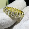 Prosta biżuteria modowa 925 Sterling Silvergold Fill Oval Cut White Topaz CZ Diamond Eternity Party Wedding Embandation Band 1914732