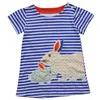 Vestido de dibujos animados de conejo encantador para niñas, vestidos de manga corta a rayas para niños, gran oferta de algodón, ropa nueva de Pascua para niñas