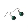 Bead Earrings 8mm Ball Natural Stone Beads Silver Earrings Ladies Fresh and Elegant