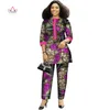 Autumn African Suit For Women Print Wax Plus Size 2 Piece of Top and Pant Sets Fashion Women African Clothing WY4143