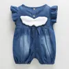 2020 bébé vêtements d'été nouveau-né fille bébé enfants coton solide à volants sans manches barboteuse combinaison décontracté ailes d'ange combishort tenues