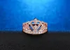 Infinity Handmade mode -sieraden 925 Sterling Silverrose Gold vul Pave witte saffier CZ Diamond Women Wedding Crown Band Ring 2476