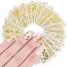 20Sheets Gold 3D Nail Art Stickers Hollow Decals Mixed Designs Hesping Flower Nail Tips Decoraties Salon Accessory2946128