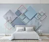 Customize Any Size 3d Minimalist Geometric Square Marble Mosaic TV Wallpaper Living Room Bedroom Background Wall Decoration Mural Wallpaper