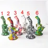 Printing 8.5inches Silicone Water Pipe Recycler Bubbler Hookahs unbreakabale bongs with downstem and glass bowl