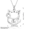 Collier en argent sterling plaqué 18 pouces Lucky Cat Shape Zircon Pendant Collier DHSN591 925 Colliers de pendentif plaque en argent J9470785