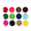 12 färger sammet flocking pulver glitter pigment damm för nagel art diy polska UV gel dekoration tips