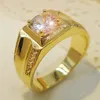 100% Original hombres 925 anillo de plata Color oro con 7mm CZ diamante compromiso anillos de boda para hombres joyería fina regalo YR0116