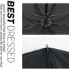 羽の太陽色合い傘ブラックホワイトフェザーサニー雨傘傘3折りたたみブラックコーティングビニール日焼け止め傘BH1394 TQQ