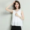 3XL Plus Size Summer Tops For Women Shirt Casual White Black Chiffon Blouse Sleeveless Shirts Beading Blusas Feminina 2019