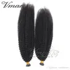 VMAE Indian Raw Virgin Natural Black Pre Bonded Cuticole Allineato Human Hair Cheratina Stick Prebonded U TIP Afro Kinky Curly I Tip Extensions
