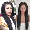 10A African American Box Braids Hair Wig Lace Front Wig Density 200% Black Colour Synthetic Hair Lace Wig for Black Women Free Shippping