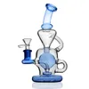 Bong Blue Glass Water Pipe fab egg hookah dab rig recycler oil rig 14mm bowl bubbler heady percolator clear for smoking accessories dabs