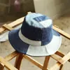 Chapéu de Balde chapéu Mulheres Verão Chapéus e Caps Patchwork Lavado Denim Bucket Chapéu Hip Hop Sólido Amplo Brim Cães de Pesca Panamá