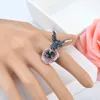 [DDisplay] Anello di foraggiamento colibrì tridimensionale creativo di moda Atmosfera esagerata Anello di fiore lucido con micro strass Burst