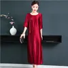 Mulher de verão vestido longo estilo chinês cheongsam vestido de seda solta mistura elegante vestido roupas étnicas orientais
