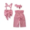 Neue Kinder039s Kleidung europäischer und amerikanischer Sommermädchen Mode gestreifte Schlinge Hose Twopiece9261685