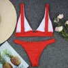 Push-up tweedelige pak Sexy Iron Ring Bikini 2020 Nieuwe Badmode Dames Bikini Set Solid Red Swimpak Beachwear Sunbathing Biquini