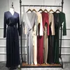 Vêtements grande taille élégant crayon Abaya robe pour femme musulmane vêtements islamiques tenues à manches longues Vintage robes avec ceinture Hijab