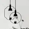 Ny Kina Stil Iron Pendant Lamp Bird Suspension Light Hotel Restaurang Lounge Foyer Sitting Dinning Room Zen Hängande Belysning