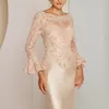 Classico pizzo Madre della sposa Abiti perle a maniche lunghe abito ospite abiti da ospite Donne abituali abiti da sera Plus Size7717420