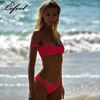 Moda de banho feminina Lefeel 2021 Bikinis sexy Conjunto de biquíni sólido Bandeau de roupas de banho Mulheres retrô bilegros bilinia biquini swimming1