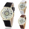 Vintage-Armbanduhr für Herren und Damen, Feder-Zifferblatt, Lederband, Quarz, analog, einzigartige Armbanduhren