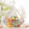 Caja de dulces para decoración de boda, contenedor de plástico transparente con forma de diamante transparente para fiesta de boda en casa