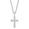 Hip Hop Eiszirkon Baguette Kreuz Anhänger mit 4mm Tenniskette Herrenschmuck Gold Silber Quadrat CZ Diamant Halskette1947