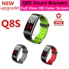 Q8S Q8 Smart Armband Fitness Tracker Hjärtfrekvens Monitor Blodtryck Färgskärm Vattentät Smart Wristband Watch För Smart Phone