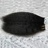 Yaki glattes Echthaar, verworren, glattes Klebeband, Haarverlängerungen, 40 Stück, grobes Yaki-Klebeband im Haar, auf Klebstoffen, PU-Hautschuss, unsichtbar, 40 Stück