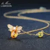 Lamoon Bee 925 стерлингового серебра ожерелье Природные цитрин Gemstone ожерелья 14K Real Позолоченные цепи кулон ювелирные изделия LMNI015 CX200609