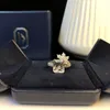 Moda-Classic S925 Sterling Silver Big Square Cyrkon Z Kwiat Charm Wisiorek Pierścień Ślubny Dla Kobiet Biżuteria