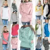 Girls Hoodies Patchwork Pocket Hooded Coat Women Striped Long Sleeve Sweatshirts Zipper Jumper Tops Pullover Hoodie Outerwe LJJA3624-11