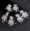 Bridal headdress wedding dress accessories golden fine fly hair clip silk yarn flower pair clip accessories