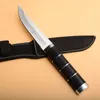 New Survival straight Knife 440C Satin Drop Point Blade Wood Handle Outdoor Fixed Blade Tactical Knives With Nylon Sheath