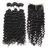 Brasilianska Virgin Hair Weave 3 buntar med spetslås Obearbetad Remy Human Hair Water Body Wave Straight Loose Deep Curly Natural Färg