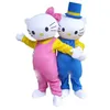 2019 Vente directe d'usine chat rose Costume d'animal de mascotte Halloween Noël Bête Performance Costume de mascotte Taille adulte Meilleure qualité