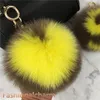 15cm Real Fox Fur Ball Heart Shaped Pompom Bag Charm Keychain Pendant Keyring Tassels2696