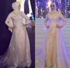 Gorgeous Muslim High Neck A Line Evening Dresses 2020 Middle East Arabic Long Sleeves Embroidery Prom Dress