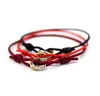 Altri bracciali Braccialetti con ciondoli Stringa rossa Braccialetti fatti a mano in corda di macramè Cubo Micro tre cerchi Zircone amore Bracciale Donna Uomo Gioielli GB1220