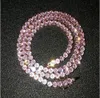 Collier chaîne de tennis Solitaire 4MM, finition or Rose, diamants de laboratoire roses, 16 ''18'', 1 rangée de diamants en zircone Bling2388