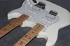 Wholesale custom 6 + 6 strings double neck white strings electric guitar.