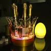 Ice Buckets And Coolers LED Bucket Chargeable Color Changing Wine Cooler Crown Champagne Holder Drinks Beer Rack BarWeddingHome 3334424