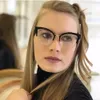 Toptan-Hipster Kedi Göz Şeffaf Lens Yarım Çerçeve Gözlük Tasarımcı Kadınlar Şeffaf Womensses Siyah Gözlük Çerçeveleri