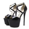 Venda quente-17 cm Sexy preto patente PU de couro ultra high heel bombas de plataforma das mulheres designer de sapatos 2 cores tamanho 34 a 39
