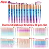 Ensembles de pinceaux de maquillage diamant pinceau cosmétique 20pcs couleurs vives or rose pinceau de maquillage arc-en-ciel lèvre Eyeliner Mascara visage poudre pinceaux pour les yeux