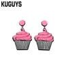 KUGUYS – boucles d'oreilles en acrylique rose pour femmes, bijoux à la mode, pendantes, gâteau, tendance, 275s