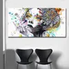 Piękny Kwiat Dziewczyna Malowanie Płótno Wall Art Plakaty Drukuj zdjęcia Do Sypialni Home Decoration Brak ramki