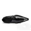 طرف معدني مدبب رجالي براءة اختراع سوداء جلدية السمكة النمط النمط أحذية أوكسفورد أحذية العمل الرسمية أحذية جلدية